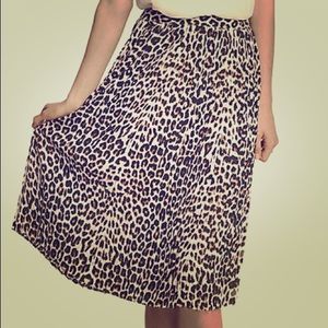 NWT Express leopard pleated midi skirt, sz 8
